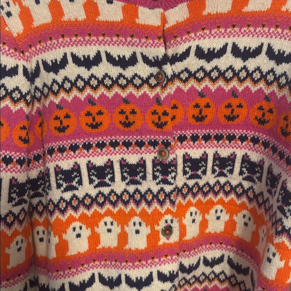 Boden Halloween Fair Isle Crewneck Sweater - Pink & Orange - Picture 2 of 3